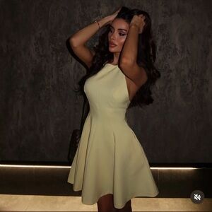 Zara mini halter dress butter yellow evening party wedding dress